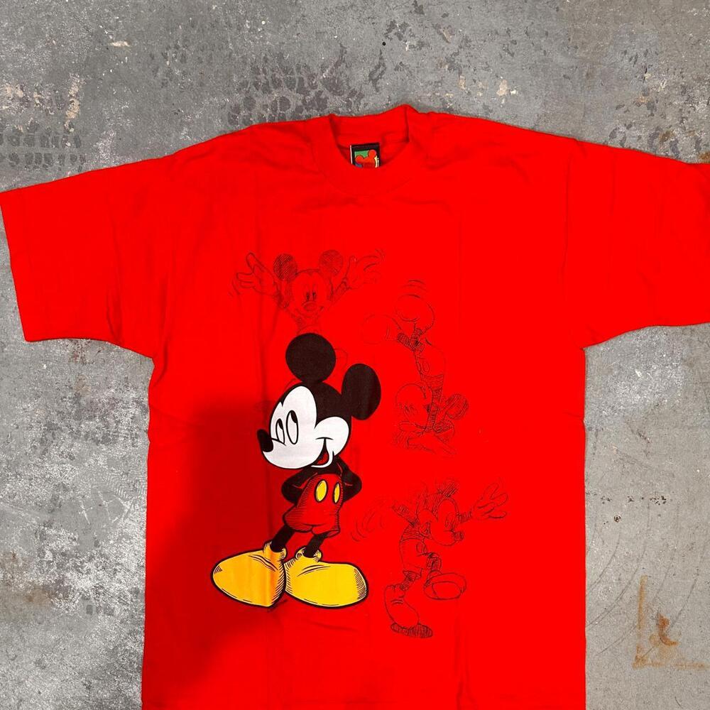 Vintage Mickey Mouse Shirt Size Large Red Single Stitch - Picture 2 of 4